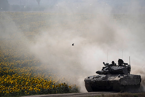 Israeli tank near Israeli-Gaza border